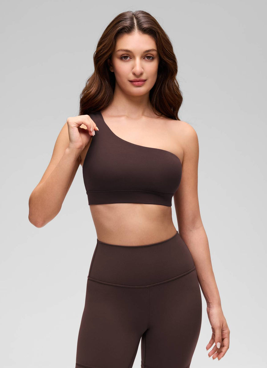 CRZ YOGA Butterluxe Womens One Shoulder Sports Bra Asymmetrical
