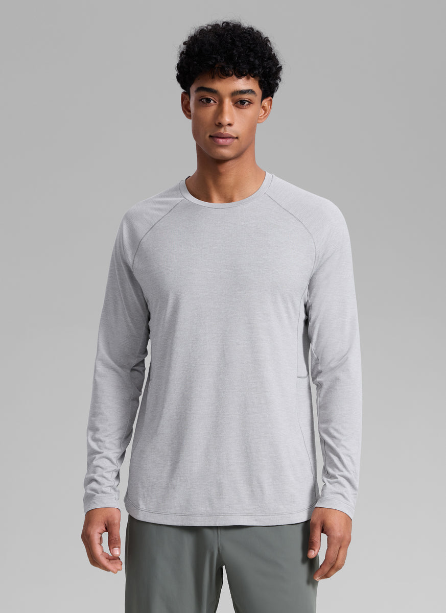 CRZ YOGA Men's Train Slim Fit Lightweight Rounded Scallop Long