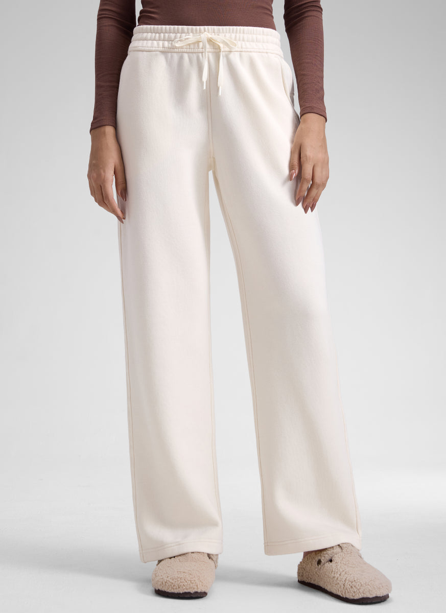 CRZ YOGA Womens Cotton Fleece Lined Straight Leg Lounge Sweatpants30''