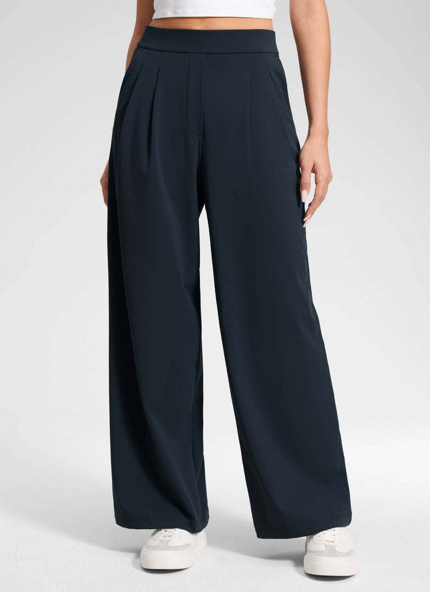 CRZ YOGA Women's Business High Rise Drawstring Pocket Wide Leg
