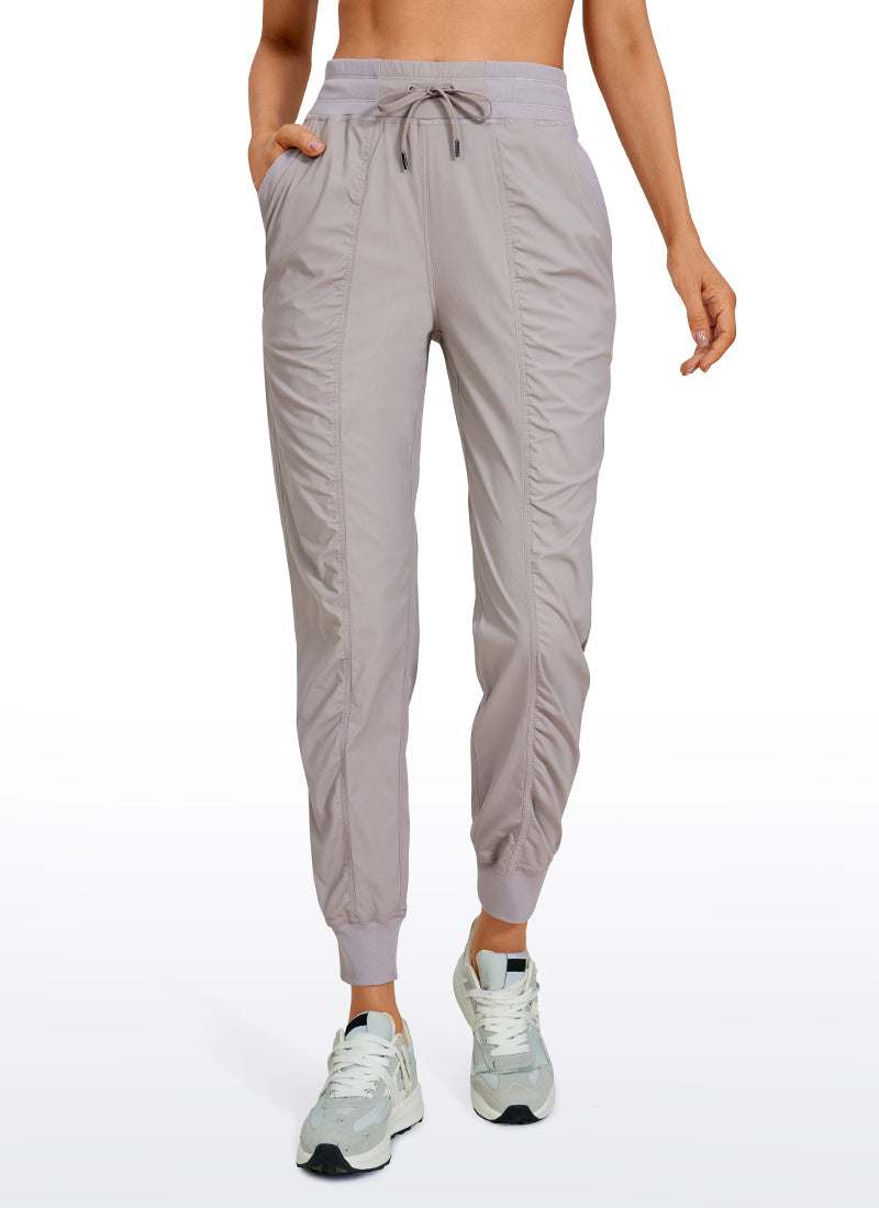 CRZ YOGA Women's Travel Classic Fit Striped Joggers 28'' Ruched