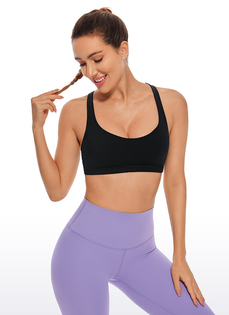 CRZ YOGA Women's Yoga Low Impact Nakedfeel Bra Cross Back Low Cut