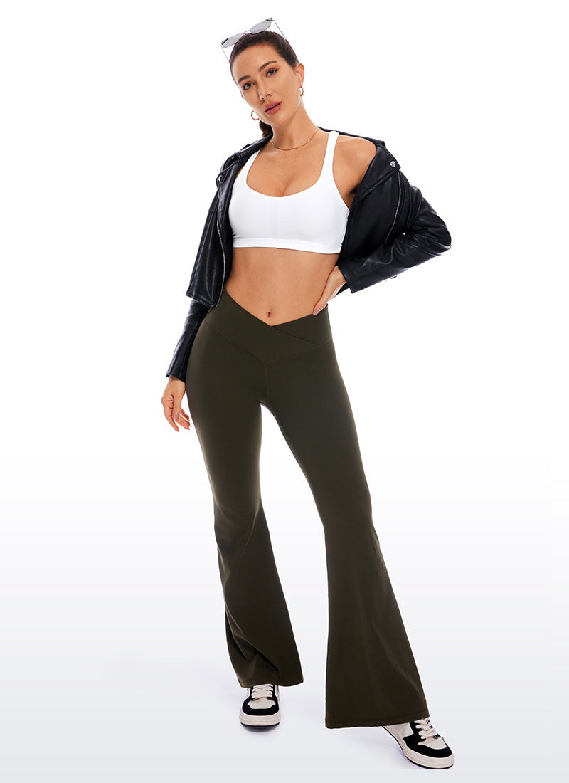 CRZ YOGA Women's Yoga Low Impact Nakedfeel Bra Cross Back Low Cut White