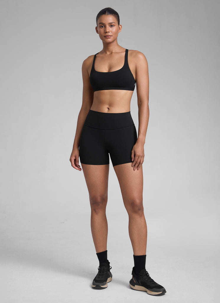 CRZ YOGA Women's Yoga Train Light Support Nakedfeel Strappy Bra Black