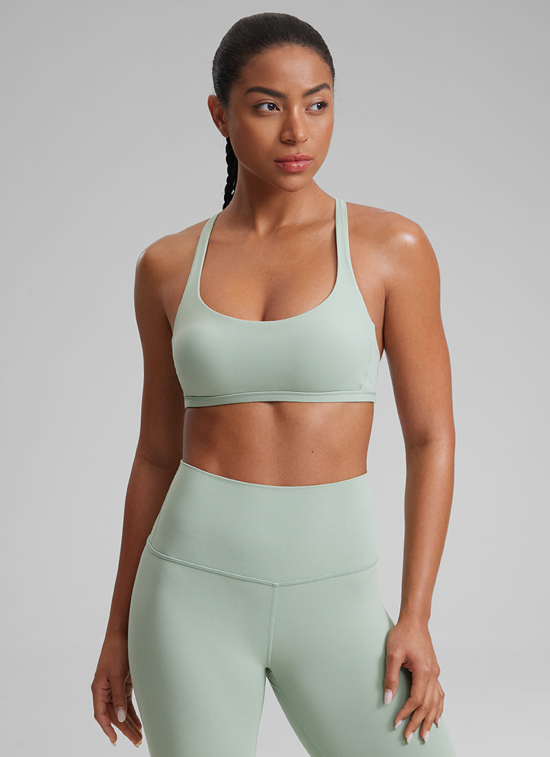 CRZ YOGA Women's Yoga Train Light Support Nakedfeel Strappy Bra