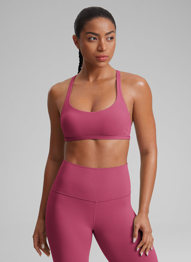 CRZ YOGA Women's Yoga Train Light Support Nakedfeel Strappy Bra
