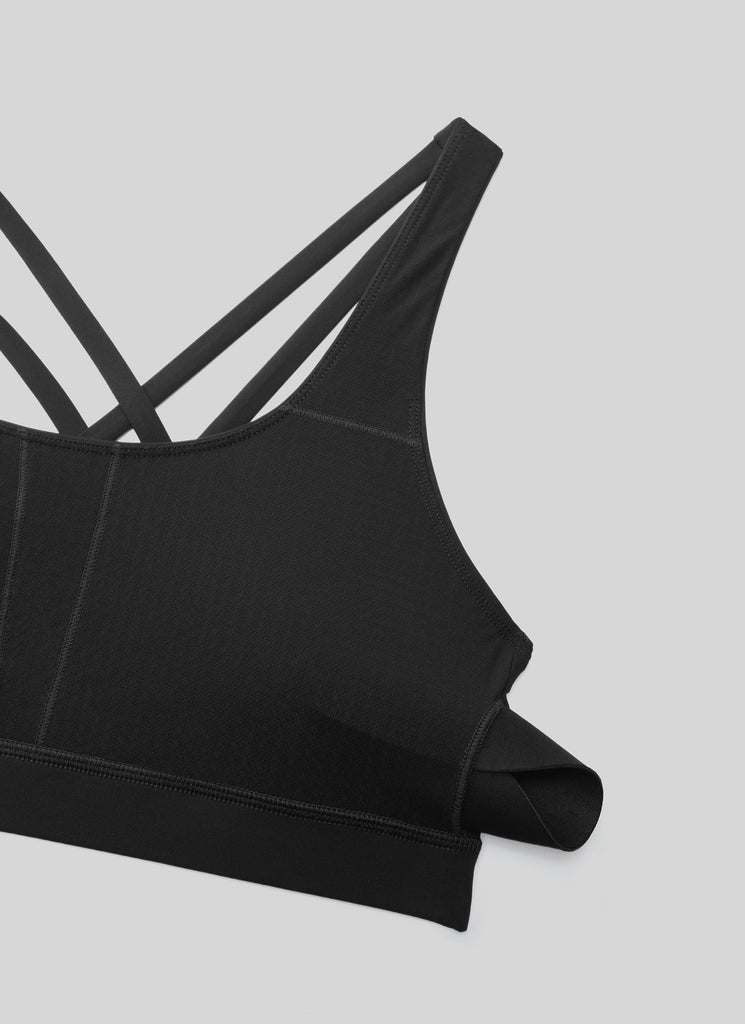 CRZ YOGA Women's Yoga Training Medium Support Nakedfeel Bra Cross Back Black