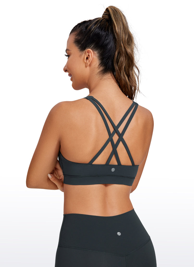 CRZ YOGA Women's Yoga Training Medium Support Nakedfeel Bra Cross Back Melanite