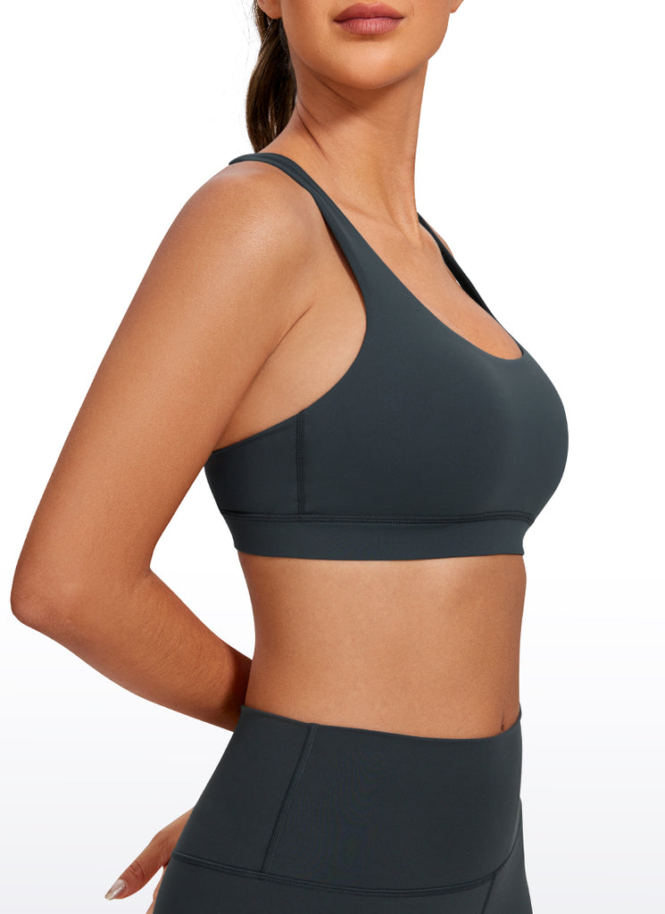 CRZ YOGA Women's Yoga Training Medium Support Nakedfeel Bra Cross Back Melanite