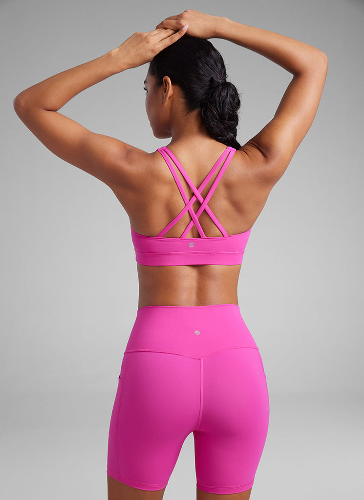 CRZ YOGA Women's Yoga Training Medium Support Nakedfeel Bra Cross Back Melanite