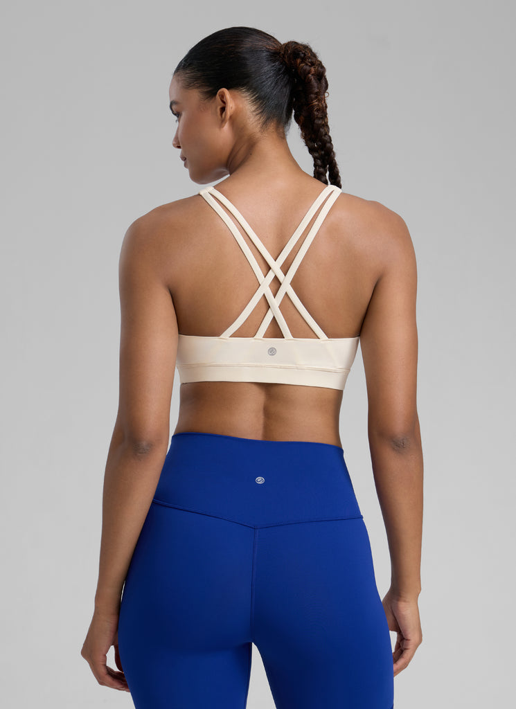 CRZ YOGA Women's Yoga Training Medium Support Nakedfeel Bra Cross Back Lilac