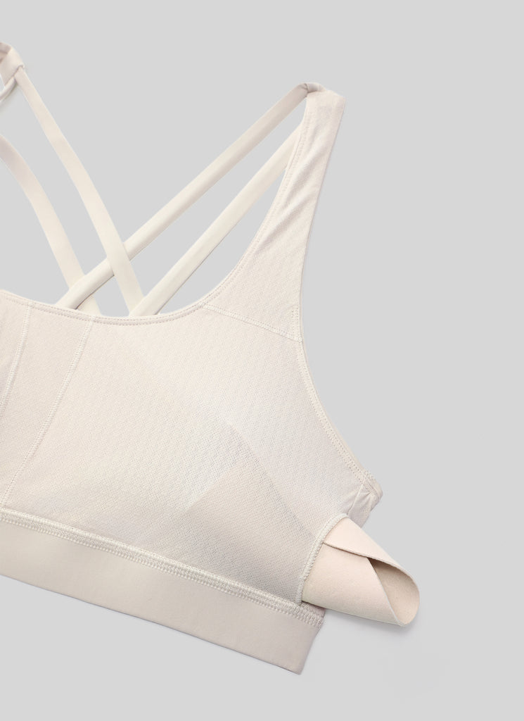 CRZ YOGA Women's Yoga Training Medium Support Nakedfeel Bra Cross Back Mojave Tan