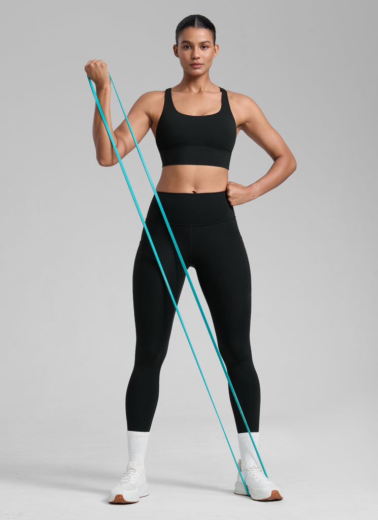 CRZ YOGA Womens Strappy Longline Nakedfeel Training Sports Bra Black