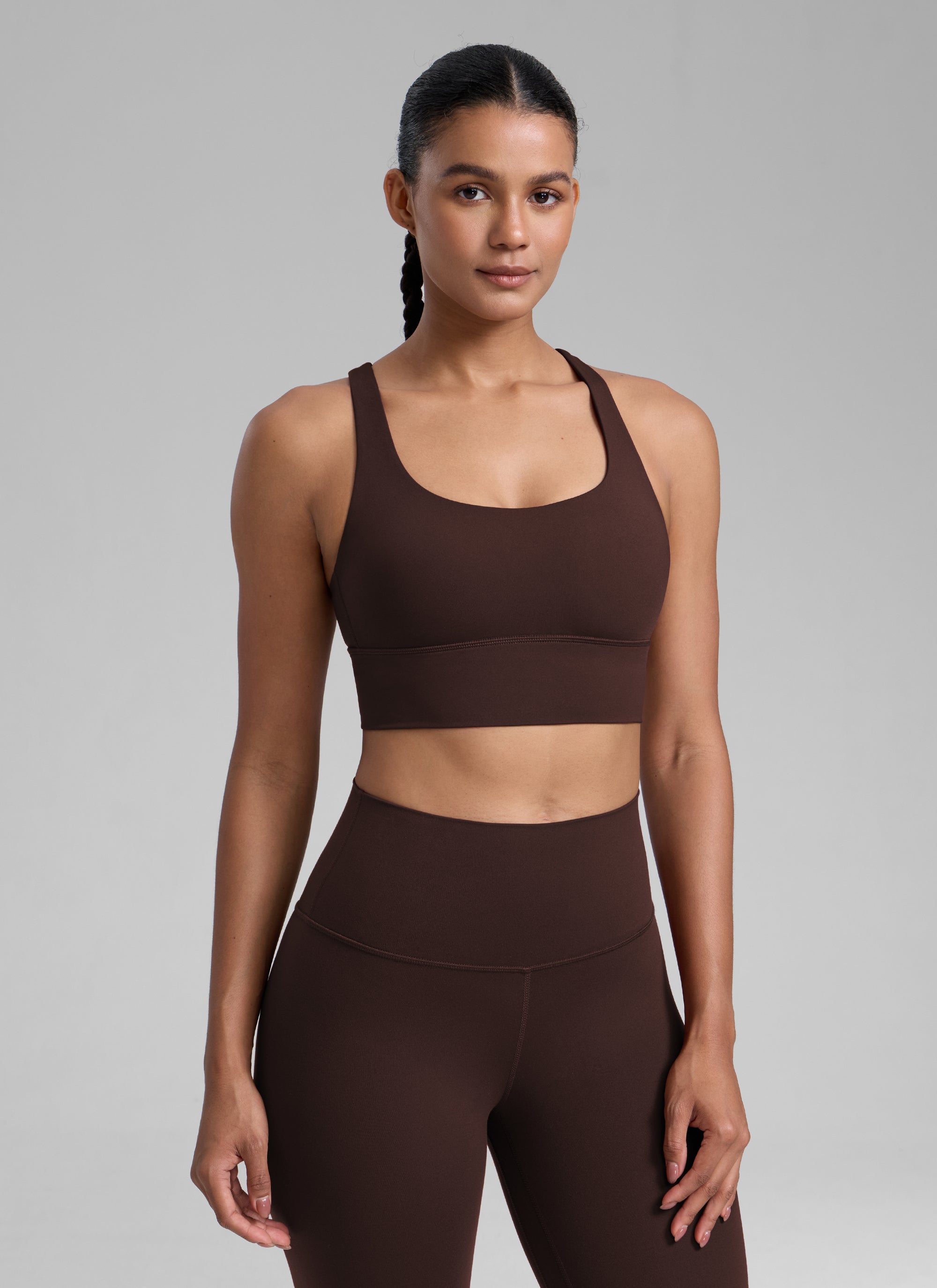 CRZ YOGA Womens Strappy Longline Nakedfeel Training Sports Bra