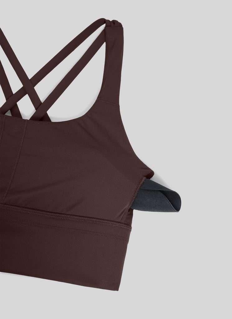 CRZ YOGA Womens Strappy Longline Nakedfeel Training Sports Bra Red Merlot