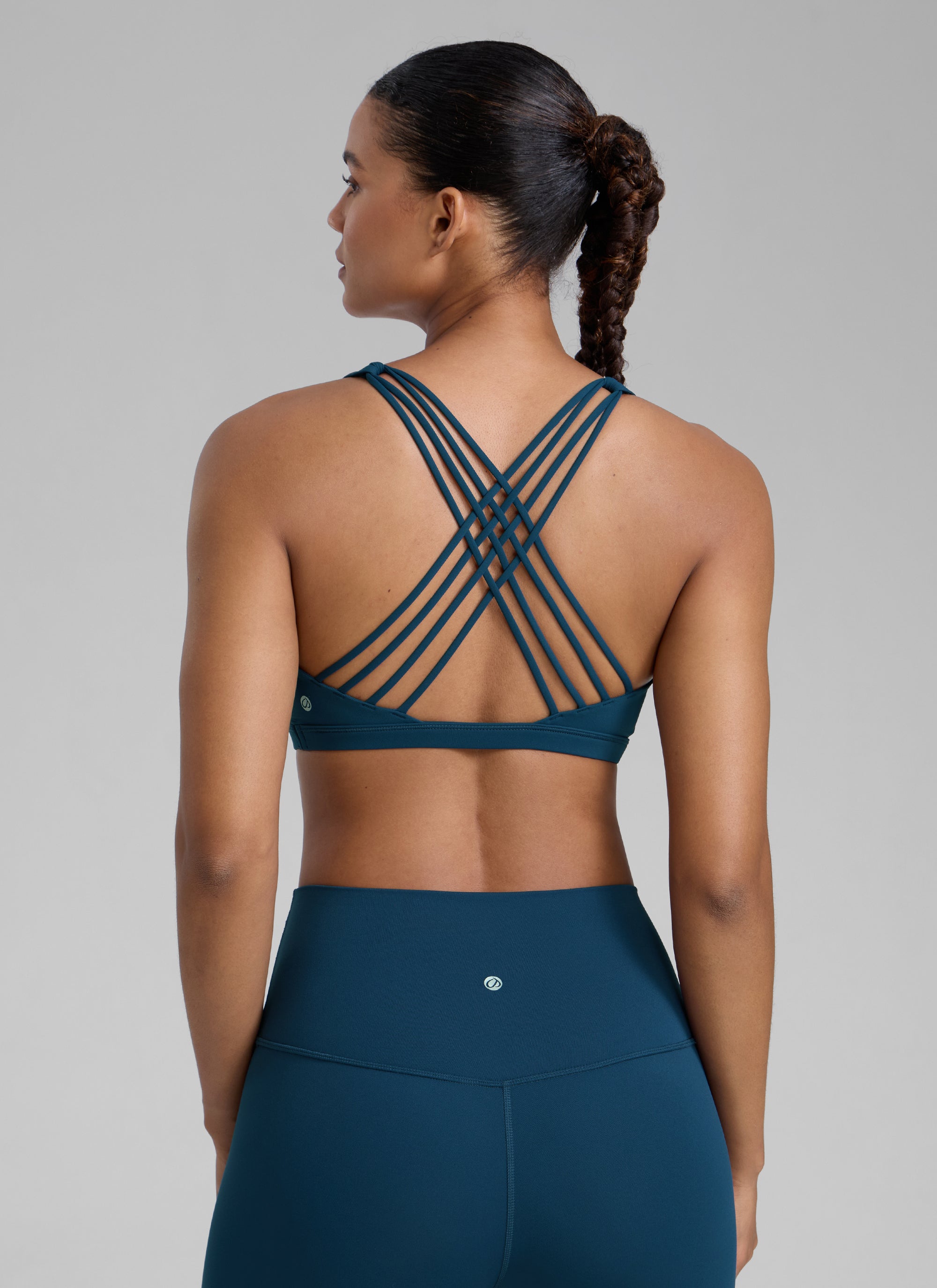 CRZ YOGA Women's Yoga Light Support Nakedfeel Strappy Bra Low Cut