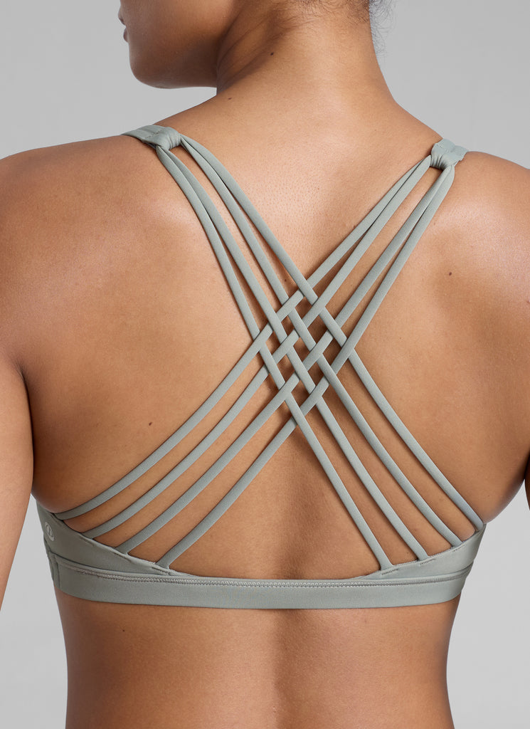 CRZ YOGA Women's Yoga Light Support Nakedfeel Strappy Bra Low Cut Sterling