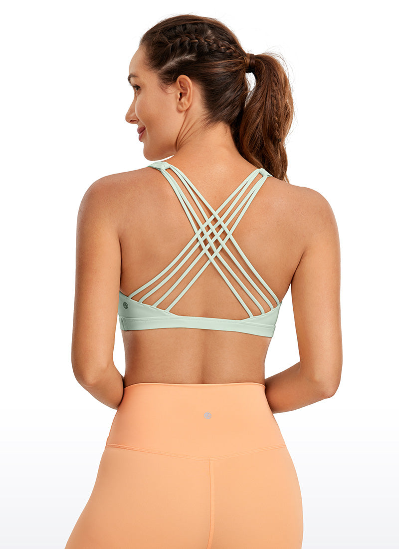 CRZ YOGA Women's Yoga Light Support Nakedfeel Strappy Bra