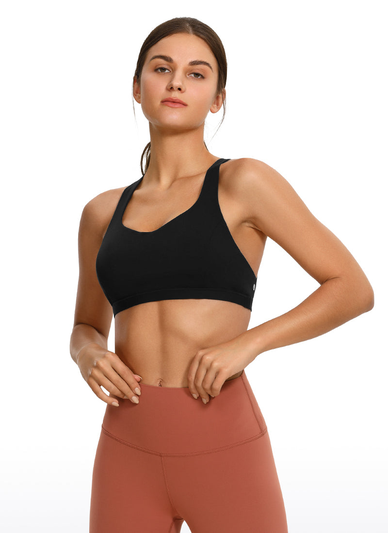 CRZ YOGA Women's Yoga Light Support Brushed Nakedfeel Strappy Bra