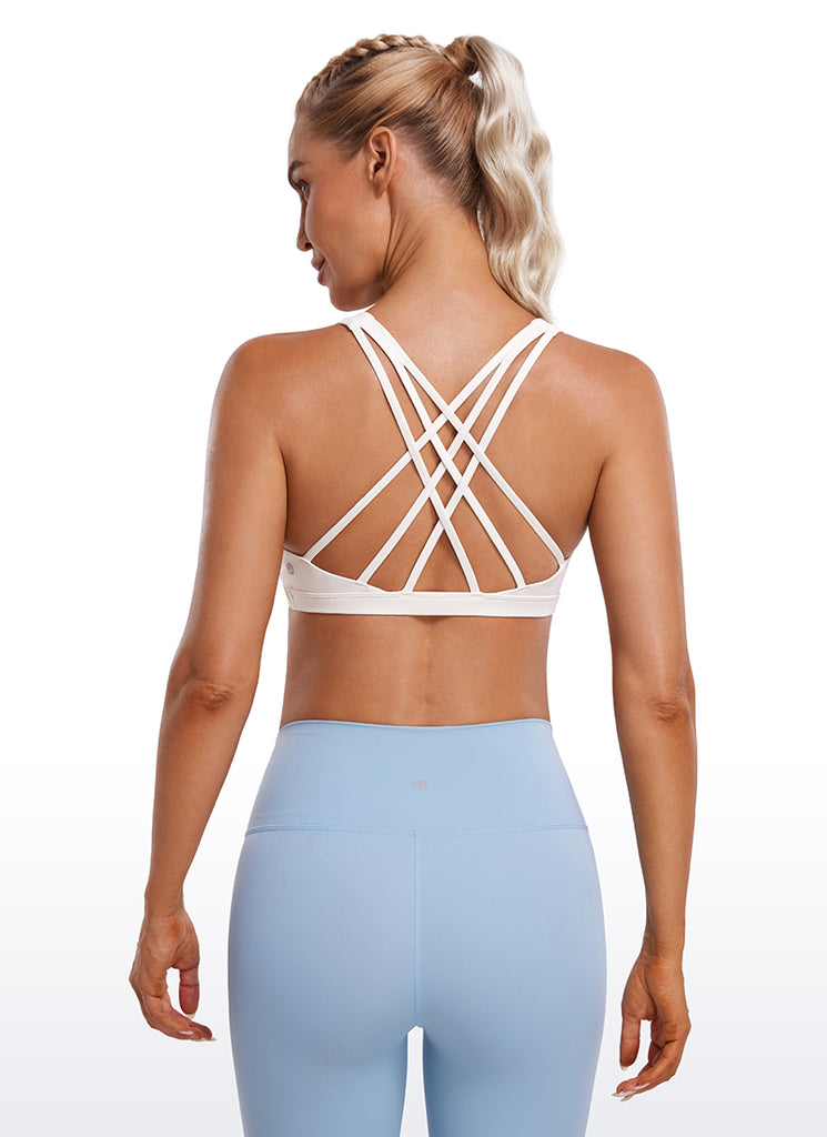 CRZ YOGA Women's Yoga Light Support Brushed Nakedfeel Strappy Bra Deep Wine