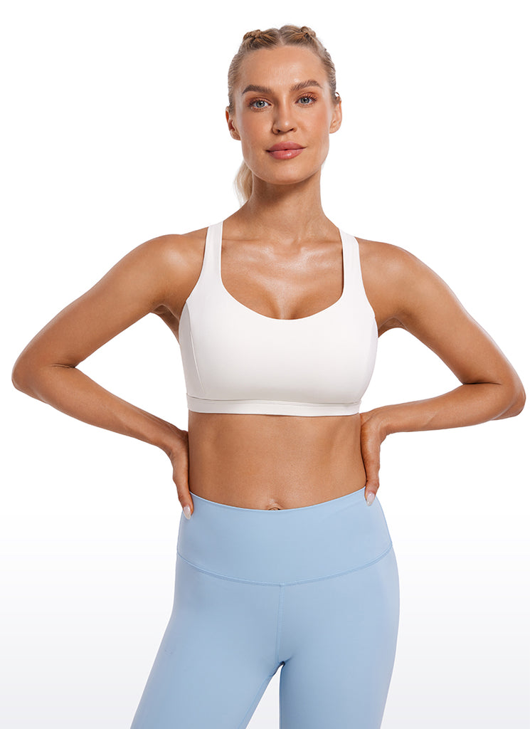 CRZ YOGA Women's Yoga Light Support Brushed Nakedfeel Strappy Bra Deep Wine