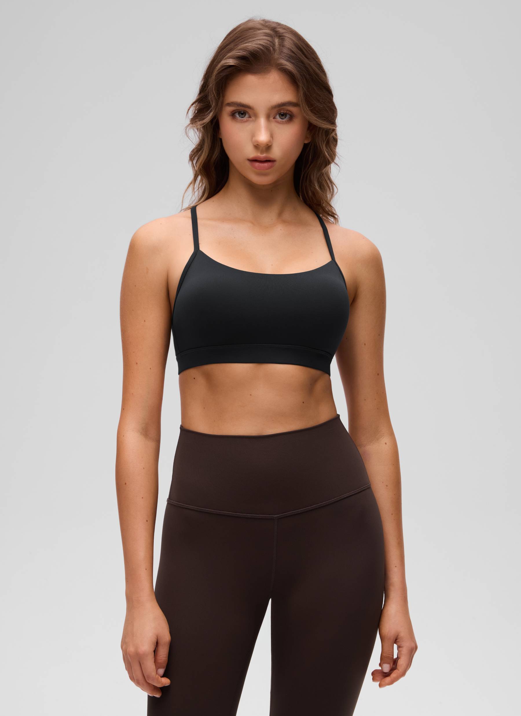 CRZ YOGA Women's Yoga Light Support Butterluxe Sports Bra Y back Black