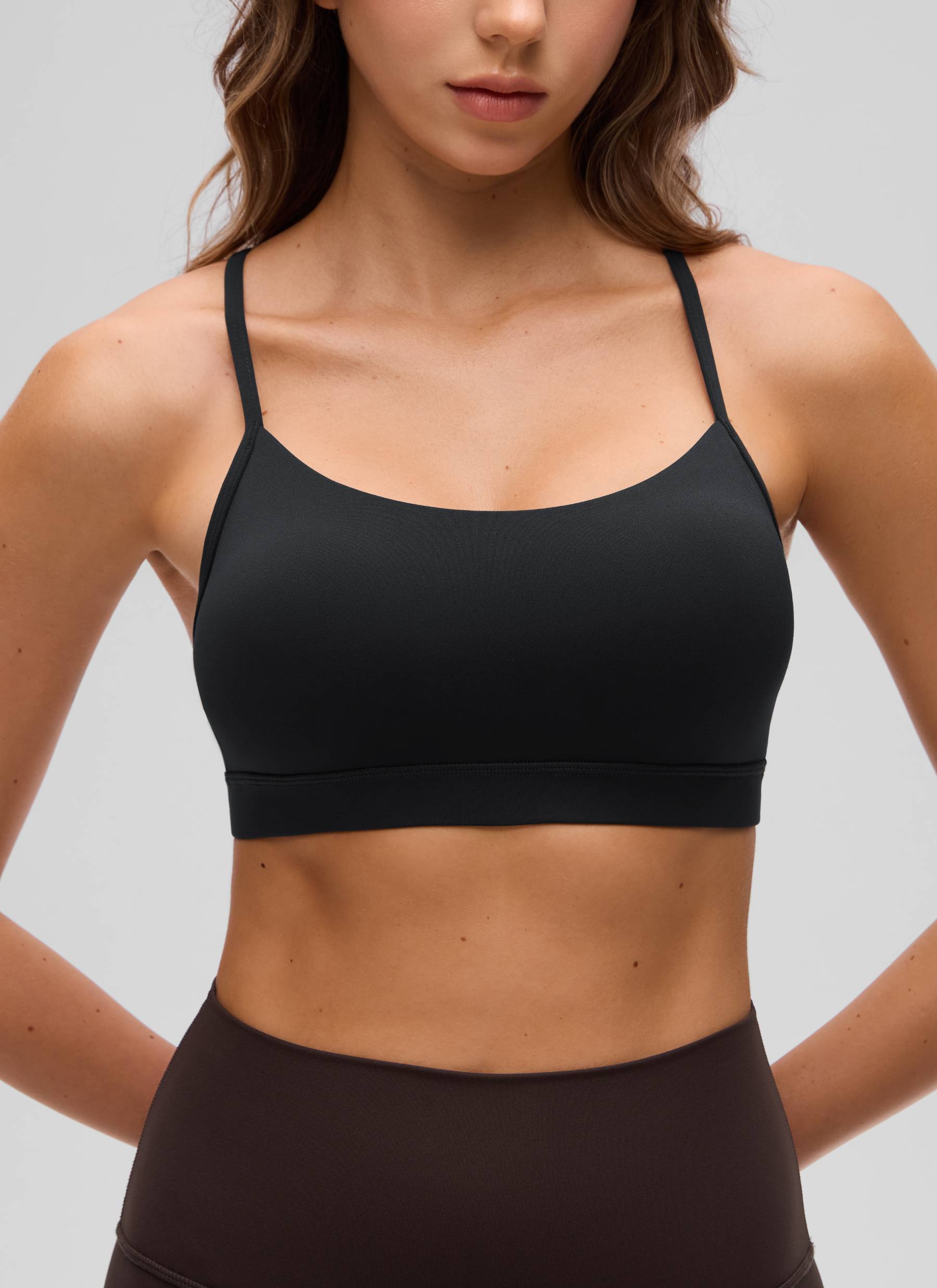 CRZ YOGA Women's Yoga Light Support Butterluxe Sports Bra Y back Black