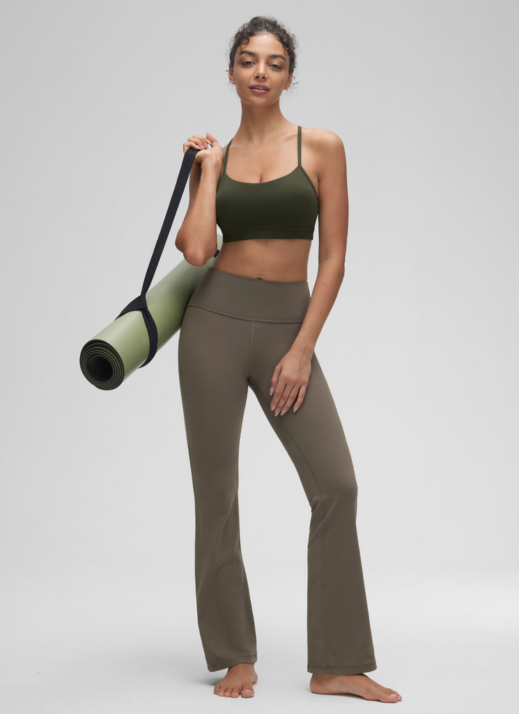 CRZ YOGA Women's Yoga Light Support Butterluxe Sports Bra Y back Olive Green