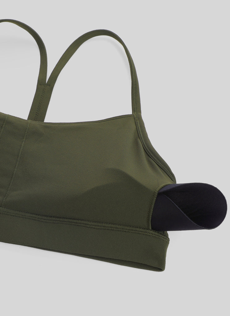 CRZ YOGA Women's Yoga Light Support Butterluxe Sports Bra Y back Olive Green