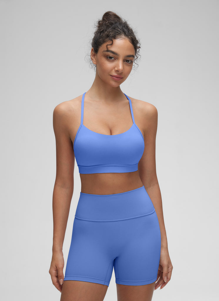 CRZ YOGA Women's Yoga Light Support Butterluxe Sports Bra Y back Wild Indigo