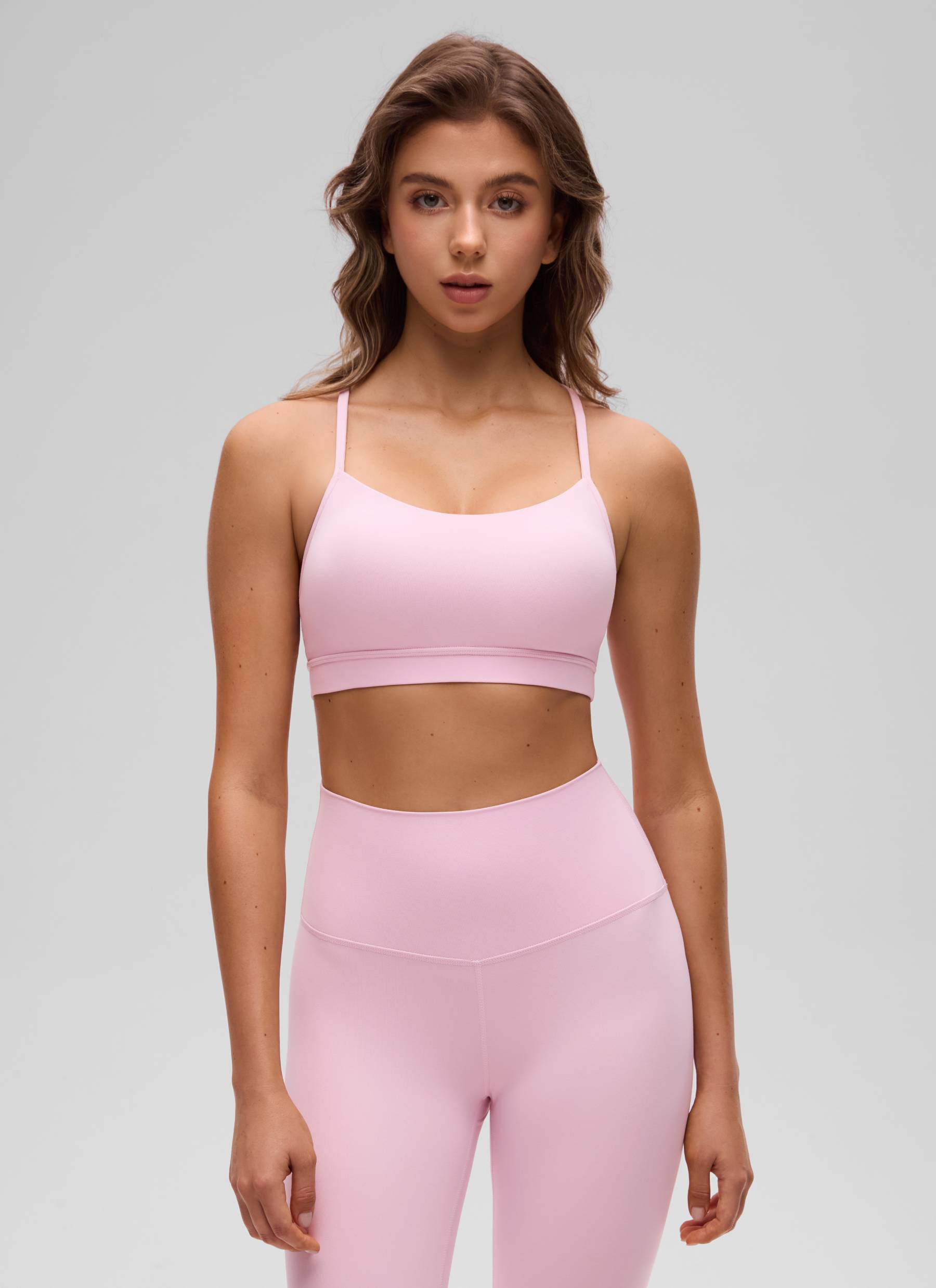 CRZ YOGA Women's Yoga Light Support Butterluxe Sports Bra Y back Pink Peony