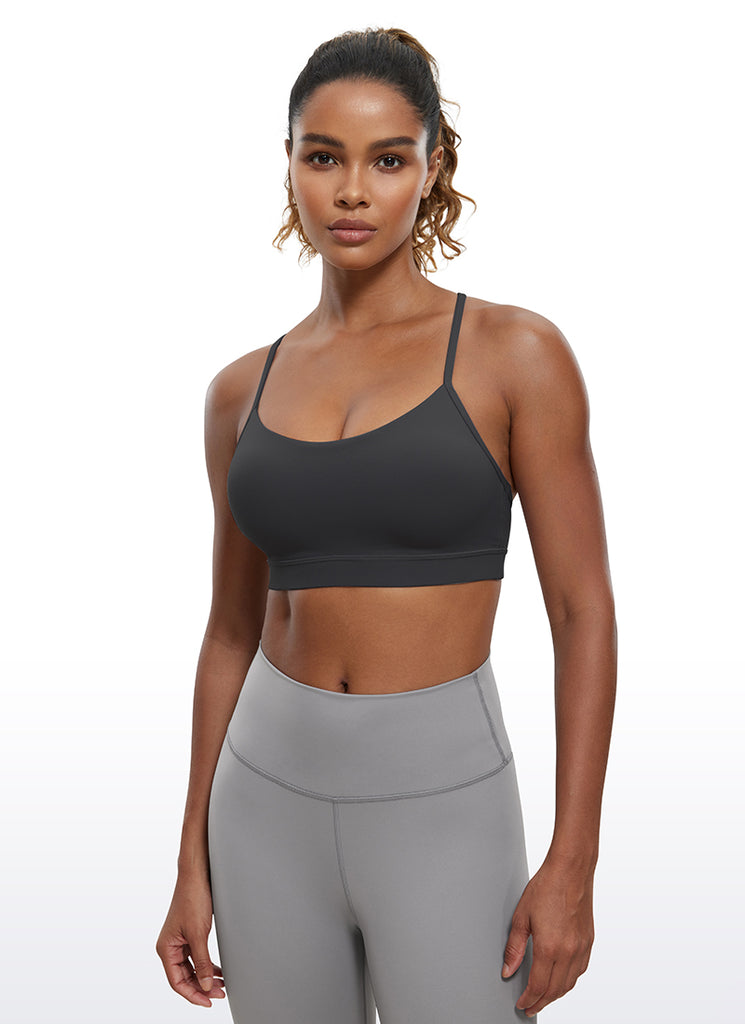 CRZ YOGA Women's Yoga Light Support Butterluxe Sports Bra Y back Mysterious Grey