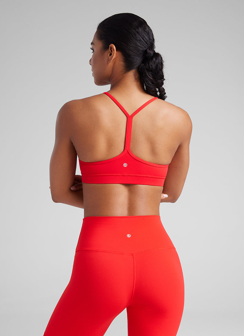 CRZ YOGA Women's Yoga Light Support Butterluxe Sports Bra Y back Deep Red