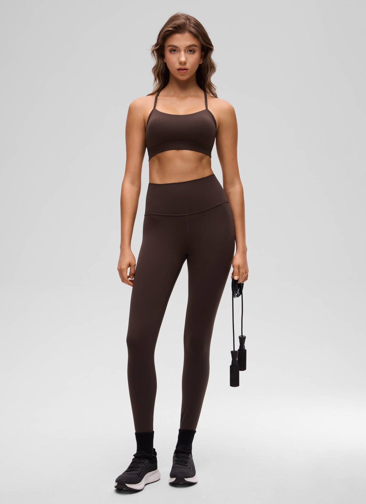CRZ YOGA Women's Yoga Light Support Butterluxe Sports Bra Y back Hot Fudge Brown