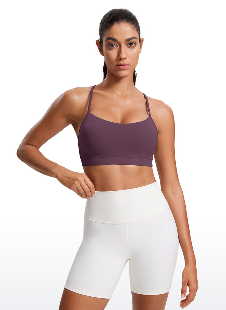 CRZ YOGA Women's Yoga Light Support Butterluxe Sports Bra Y back Grape Thistle Purple