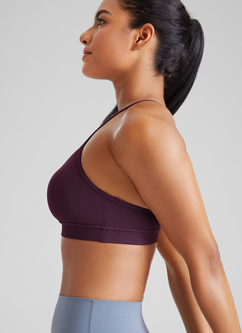 CRZ YOGA Women's Yoga Light Support Butterluxe Sports Bra Y back Deep Purple
