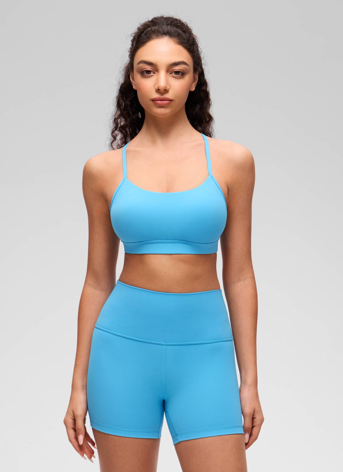 CRZ YOGA Women's Yoga Light Support Butterluxe Sports Bra Y back Kayak Blue