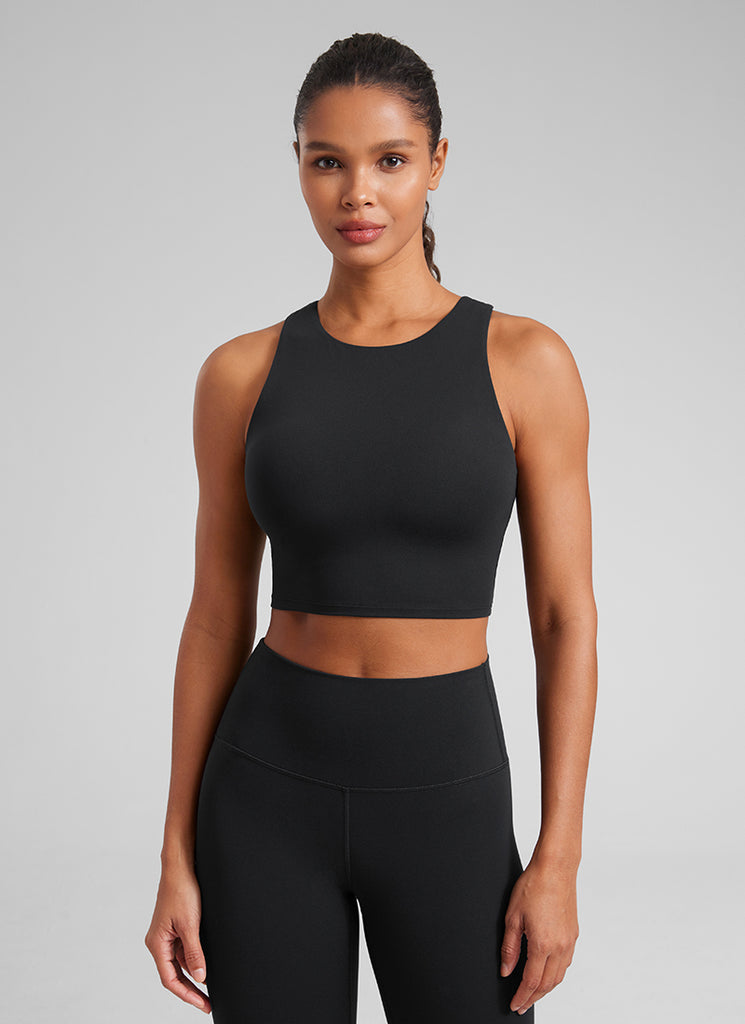 CRZ YOGA  Women's Yoga Low Support Butterluxe Tank High Neck Racerback Olive Green