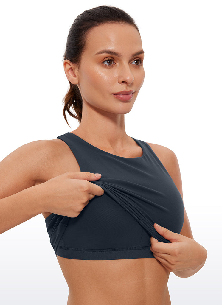 CRZ YOGA  Women's Yoga Low Support Butterluxe Tank High Neck Racerback True Navy