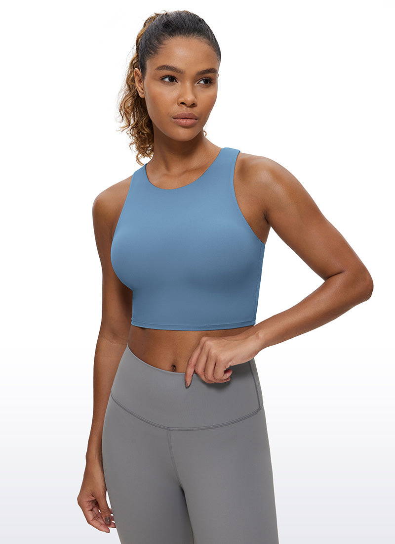CRZ YOGA  Women's Yoga Low Support Butterluxe Tank High Neck Racerback Universe Blue