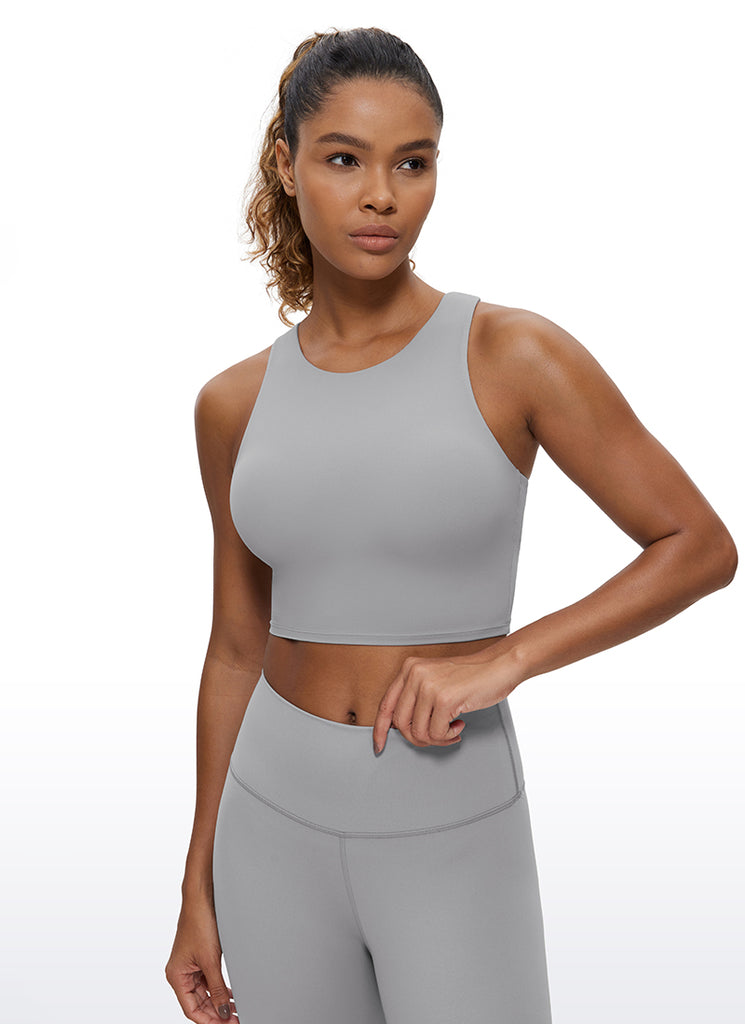 CRZ YOGA  Women's Yoga Low Support Butterluxe Tank High Neck Racerback Sparkle Blue