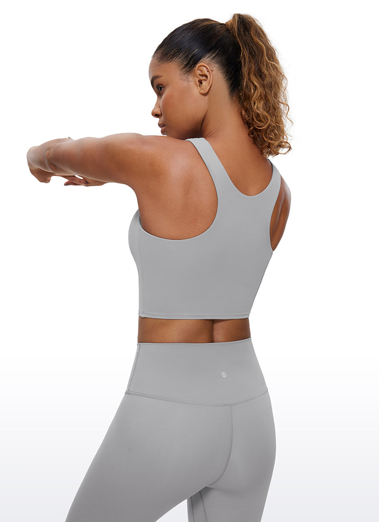 CRZ YOGA  Women's Yoga Low Support Butterluxe Tank High Neck Racerback Sparkle Blue