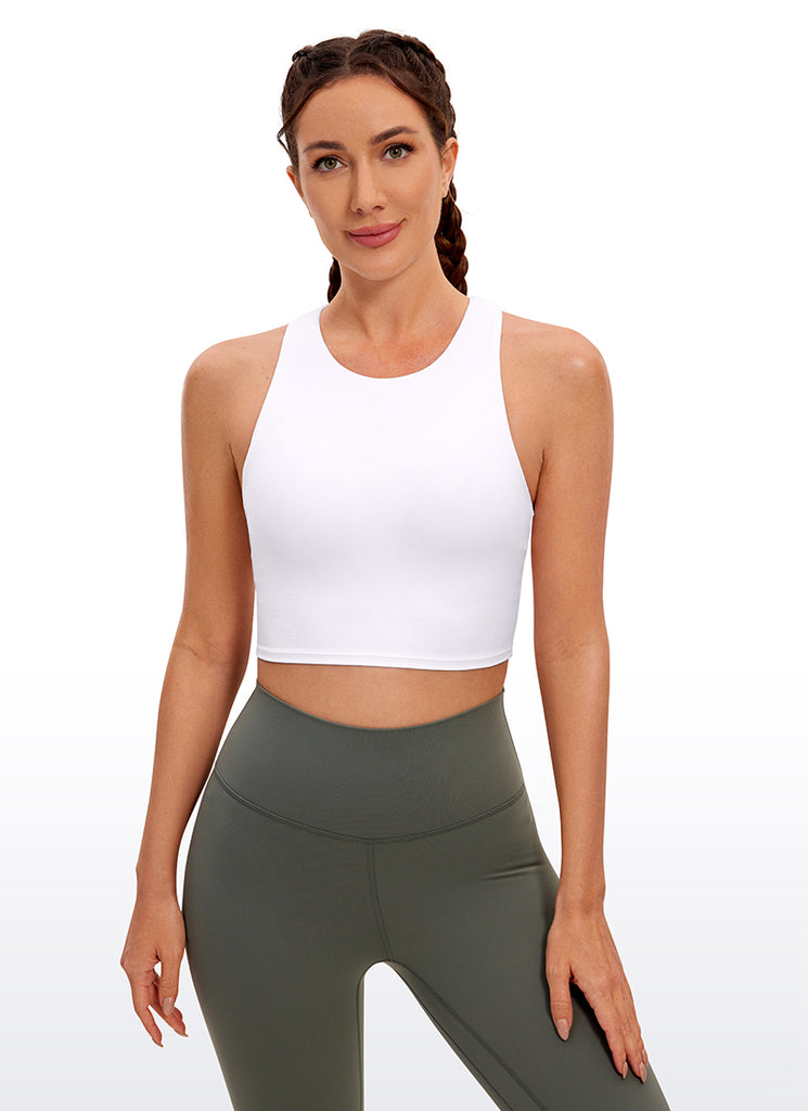 CRZ YOGA  Women's Yoga Low Support Butterluxe Tank High Neck Racerback White
