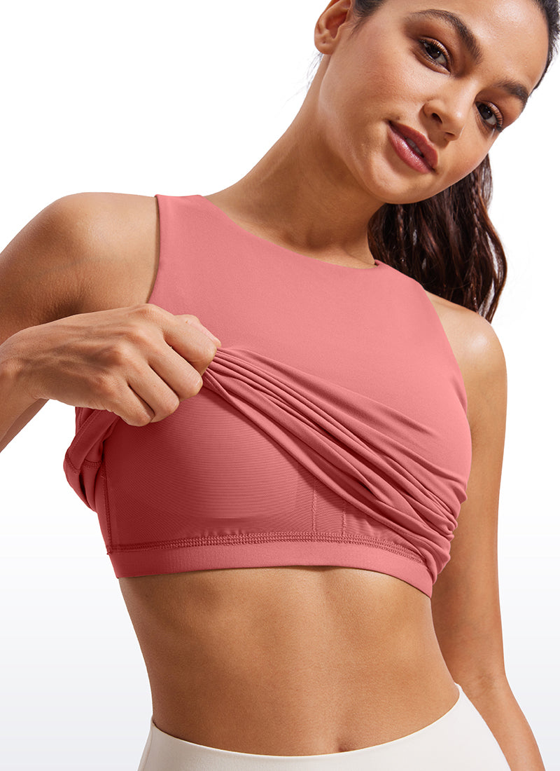 Butterluxe Waist Length Built-in Bra Tanks High Neck