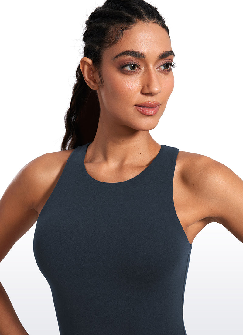 Butterluxe Waist Length Built-in Bra Tanks High Neck