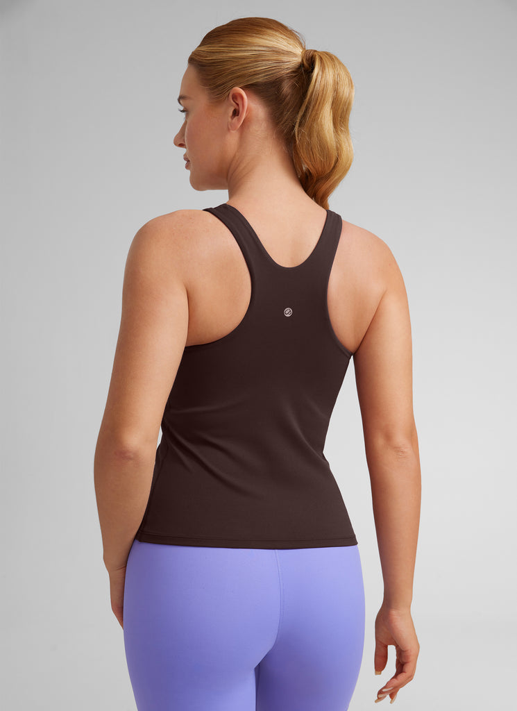 CRZ YOGA Women's Butterluxe Built-in Bra High Neck Racerback Tank Olive Green