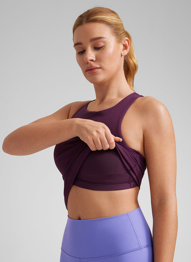 Butterluxe Waist Length Built-in Bra Tanks High Neck
