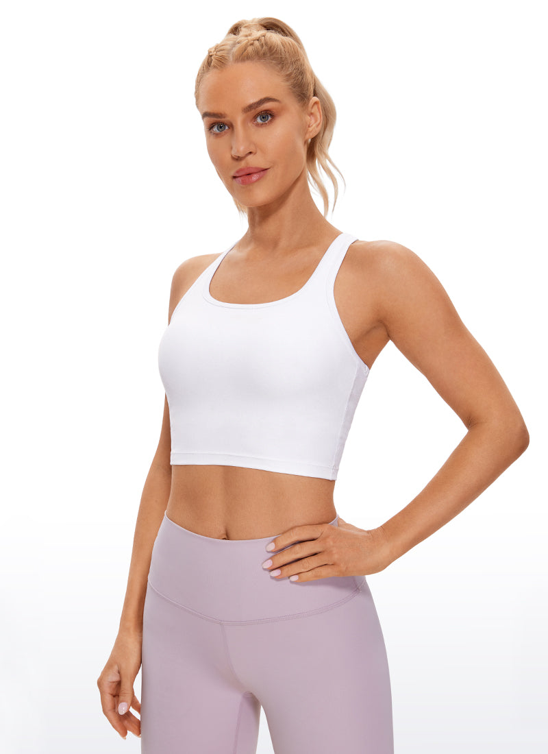 CRZ YOGA Women's Yoga Low support Butterluxe Scoop Neck Bra Y-Back White
