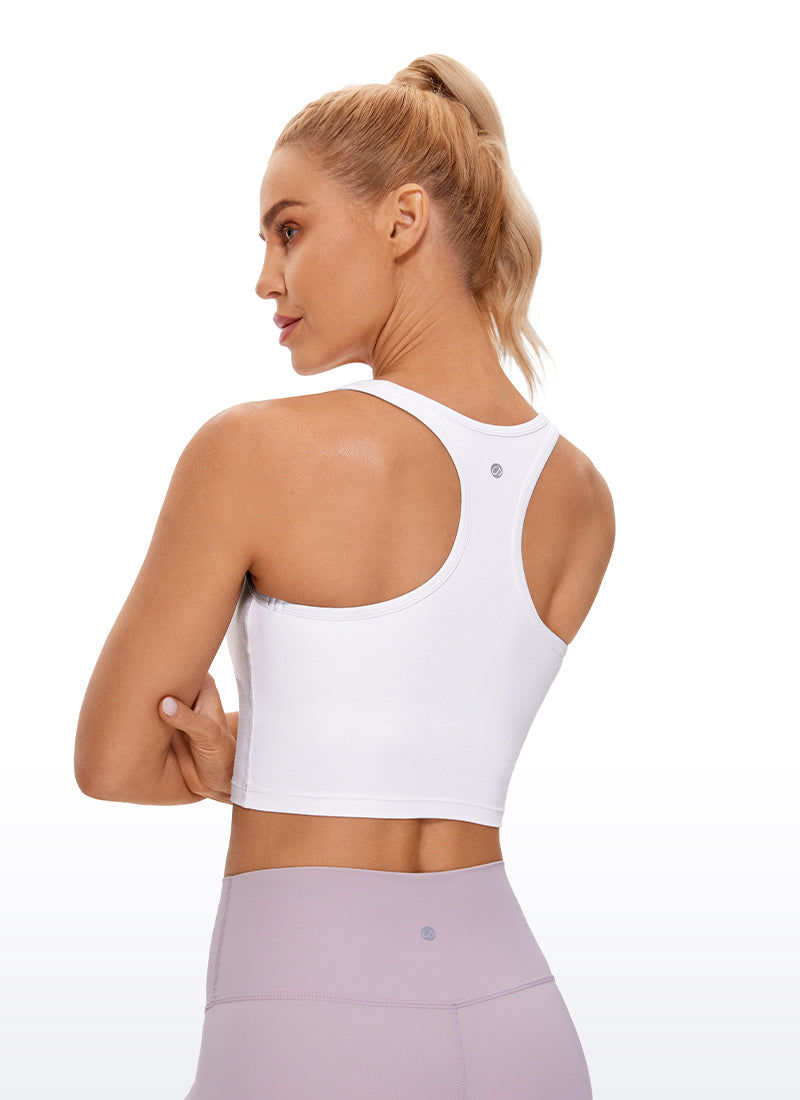 CRZ YOGA Women's Yoga Low support Butterluxe Scoop Neck Bra Y-Back White