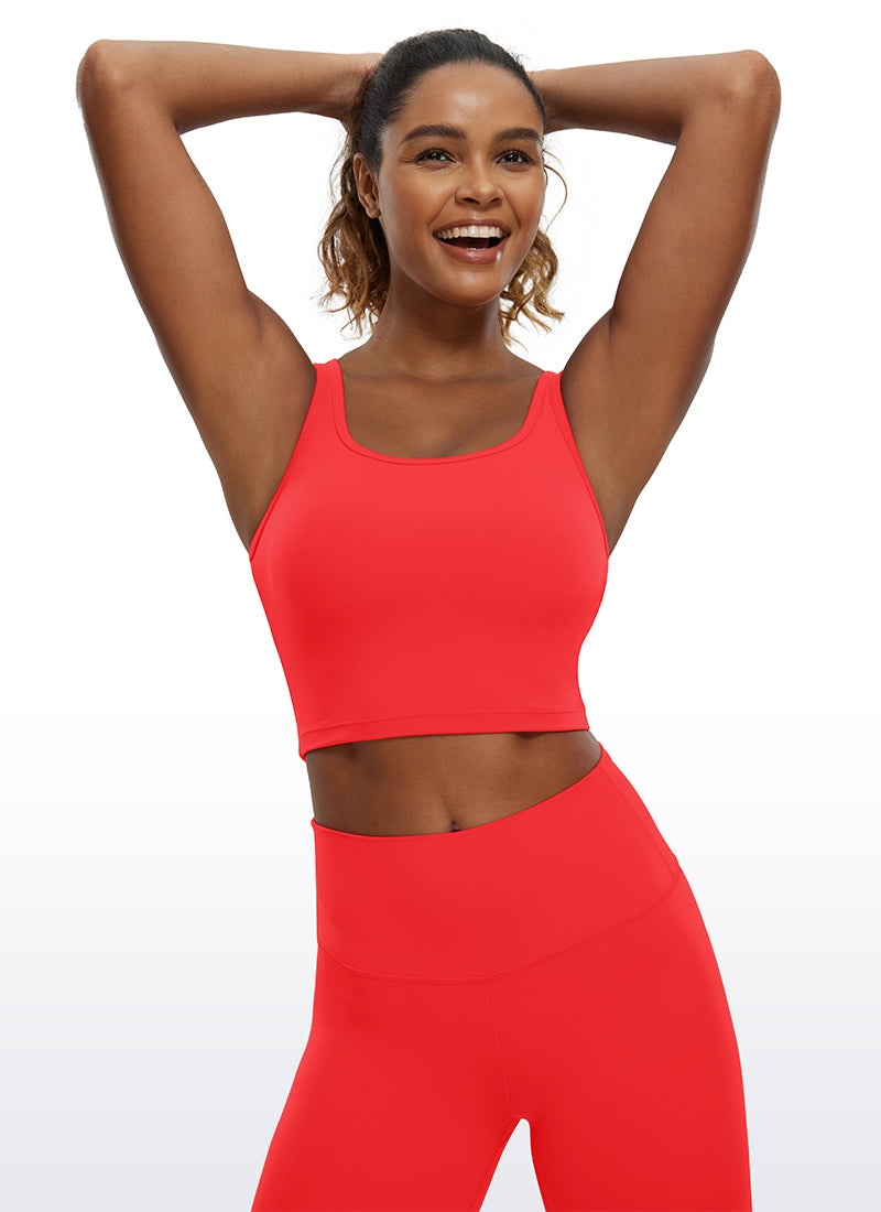 CRZ YOGA Women's Yoga Low support Butterluxe Scoop Neck Bra Y-Back True Navy